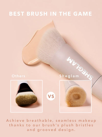 SHEGLAM Skinfinite Foundation Brush Synthetic Flat Top Grooved Deaign Foundation Brush