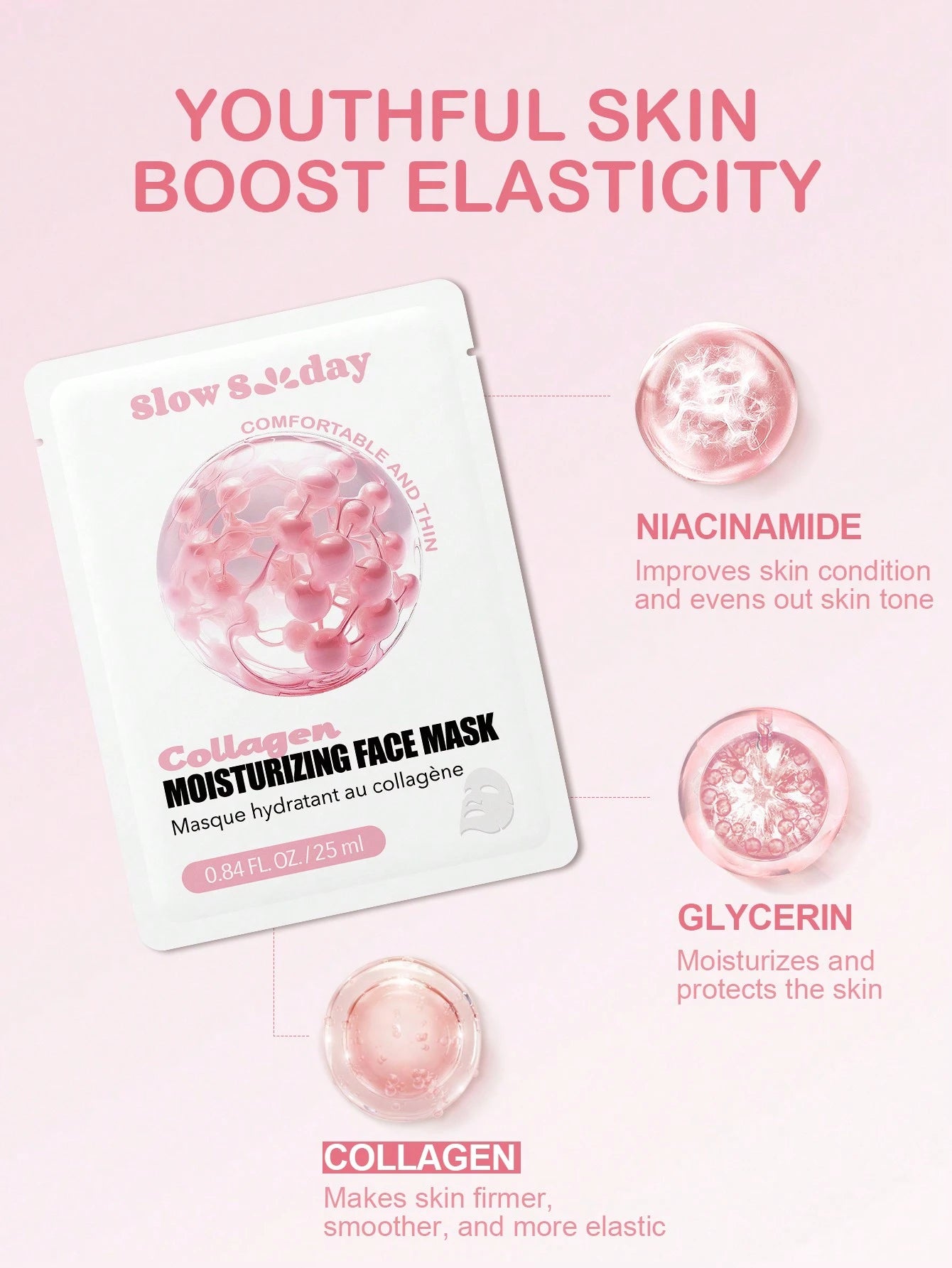 Masque facial hydratant au collagène SlowSunday
