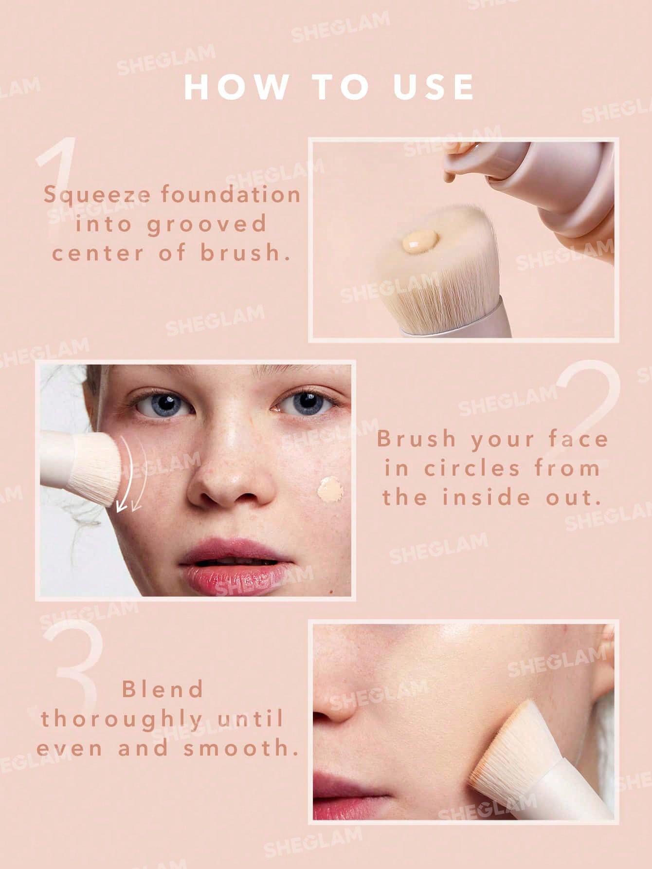 SHEGLAM Skinfinite Foundation Brush Synthetic Flat Top Grooved Deaign Foundation Brush