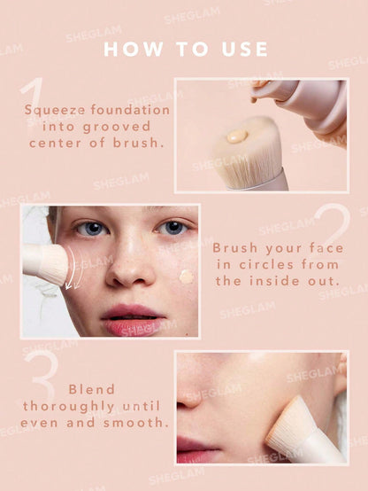 SHEGLAM Skinfinite Foundation Brush Synthetic Flat Top Grooved Deaign Foundation Brush