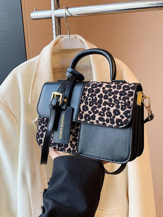 1 pièce Sac à main femme vintage simple blocs de couleurs avec pendentif