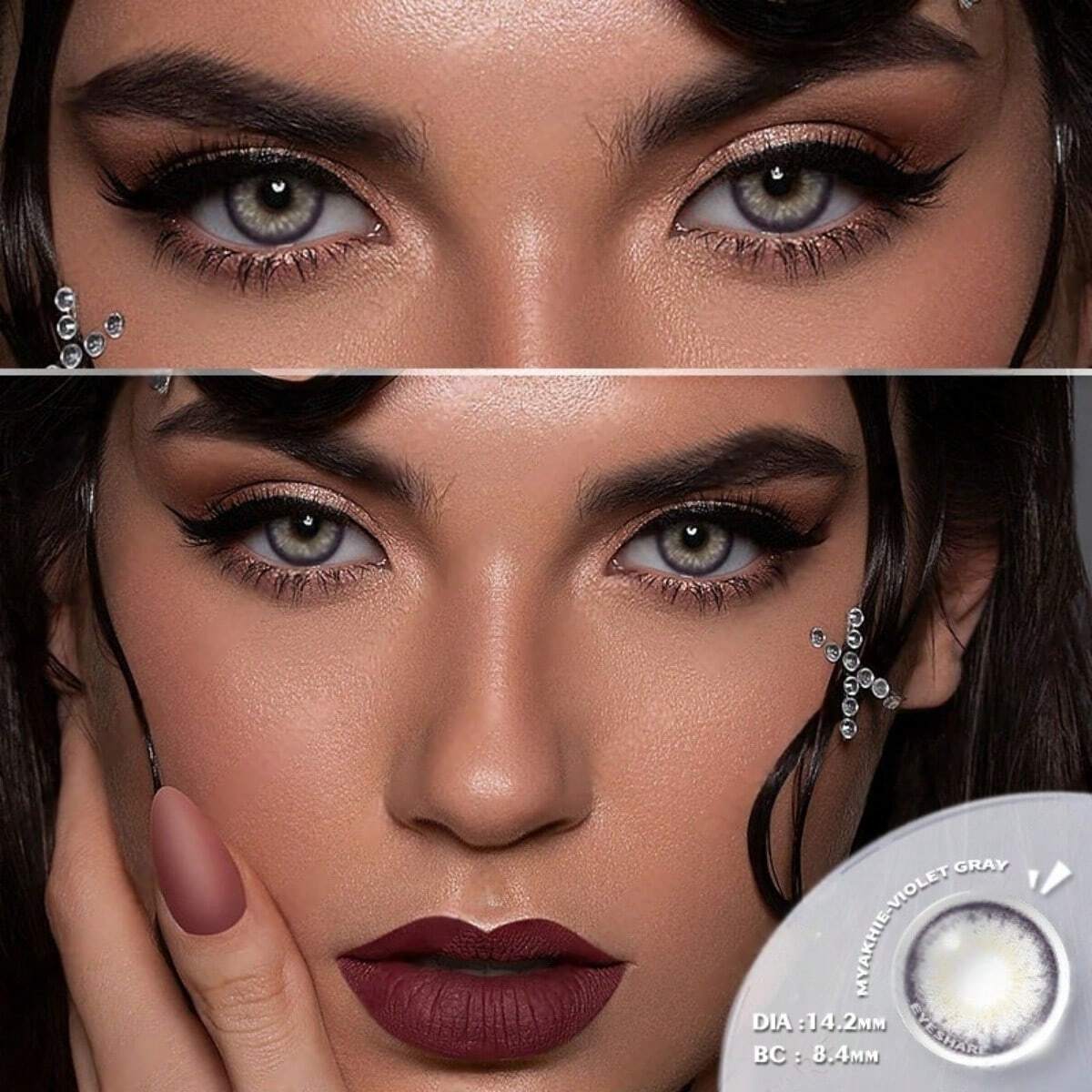 EYESHARE 1 paire de lentilles de contact agrandissantes, souples,gris violet