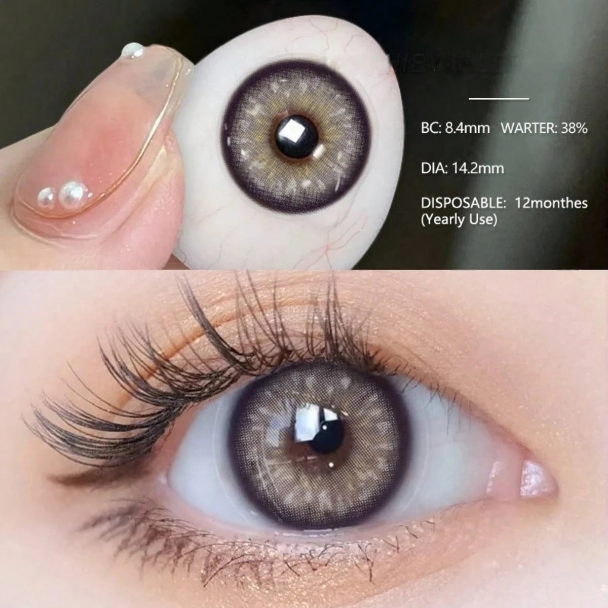 EYESHARE 1 paire de lentilles de contact agrandissantes, souples,gris violet