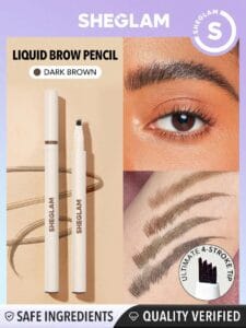 SHEGLAM Crayon À Sourcils Liquide Feather Better - Brun Foncé, Stylo À Sourcils Durable À L'épreuve Des Bavures Et À L'épreuve De L'eau Pour Des Sourcils Naturellement Plus Complets