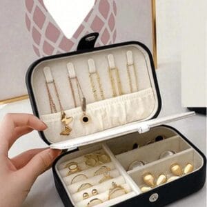 1pc Portable Small/Large Size Jewelry Organizer Box,black