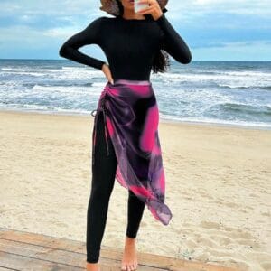 Swim Shayni Conjunto de traje de baño de una pieza para mujer para la playa, ropa árabe sheinelena.com